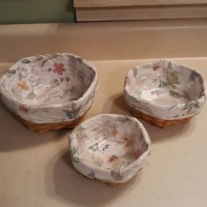 Set of 3 hexagon longaberger baskets.